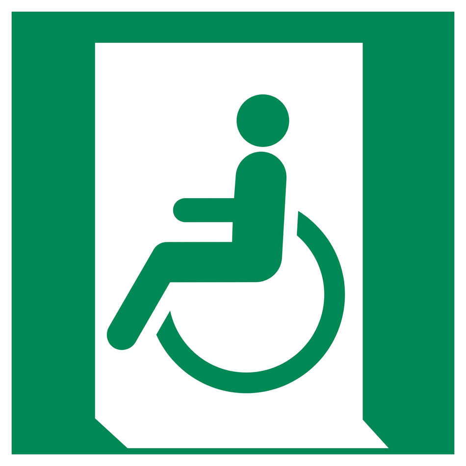 Emergency exit for people unable to walk or with walking impairment (left) - E026 | ISO 7010